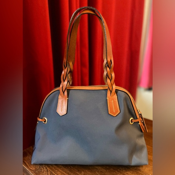 Dooney & Bourke Navy Blue Nylon Domed Satchel - Picture 2 of 8